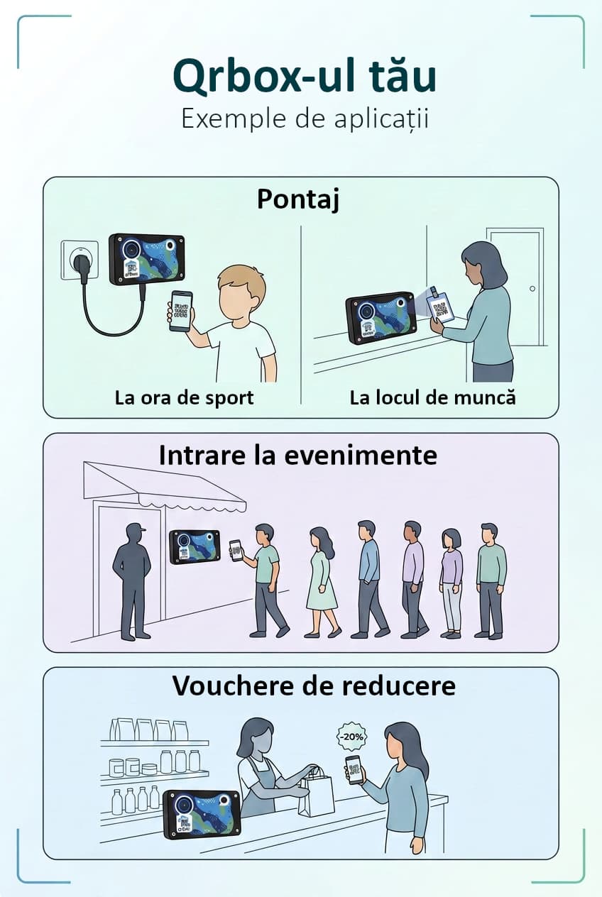 Cazuri de utilizare qrbox — pontaj, bilete de eveniment, vouchere retail